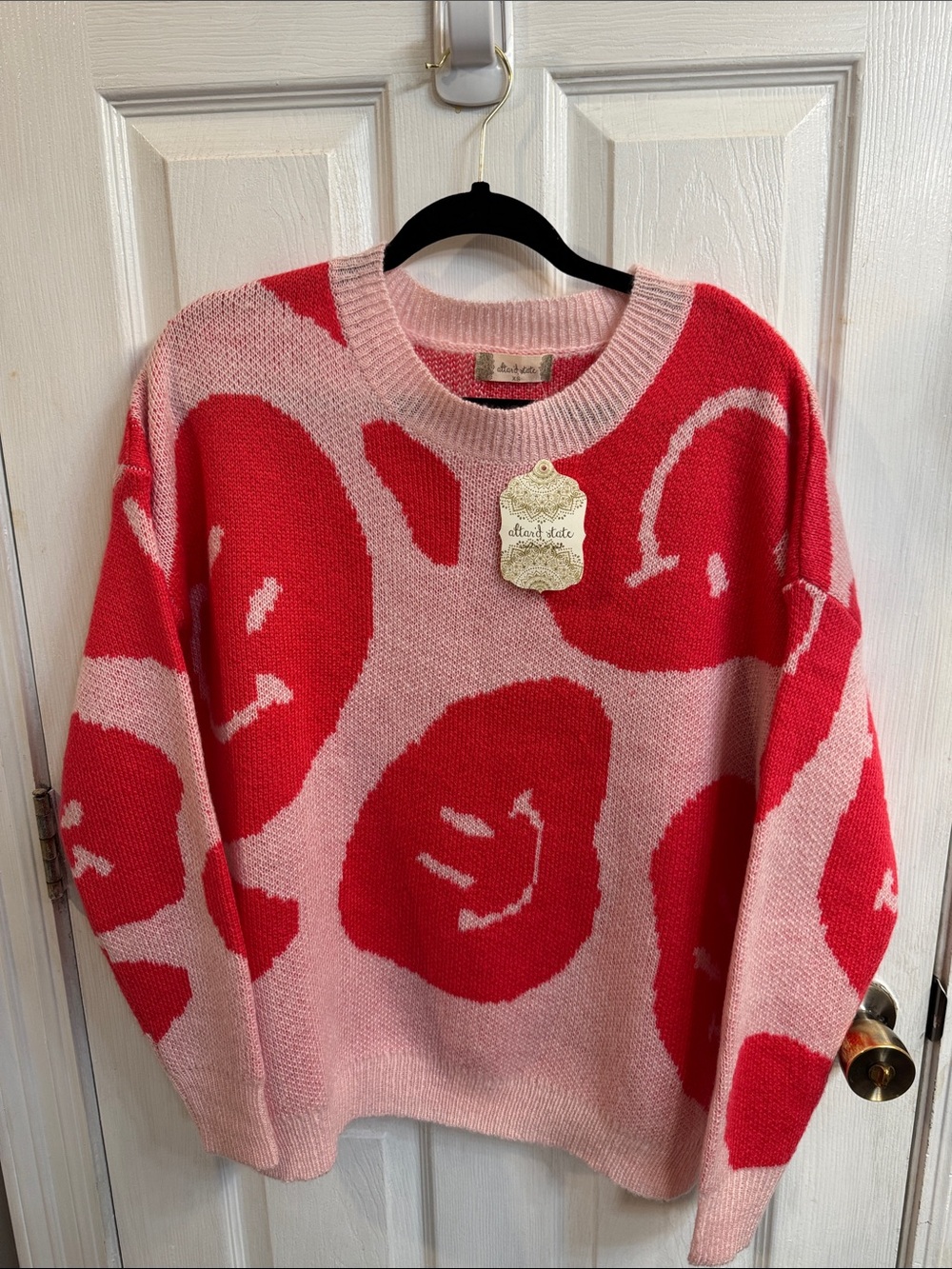 Altar’d State Pattern Pink & Red Crewneck Sweater